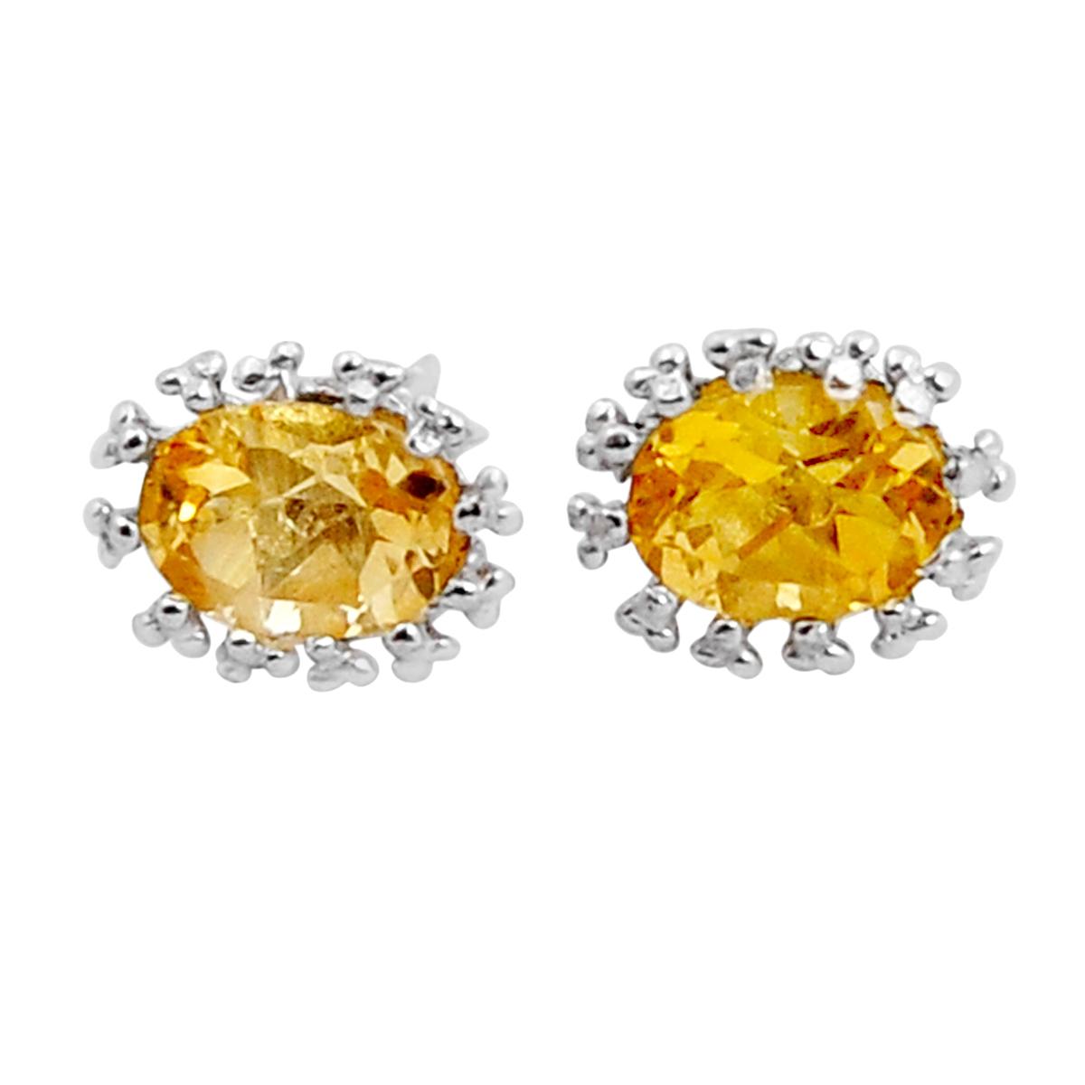 

Серьги-гвоздики из стерлингового серебра 925 пробы с желтым цитрином, 4 карата, ювелирные изделия ручной работы, бесплатная доставка по всему миру