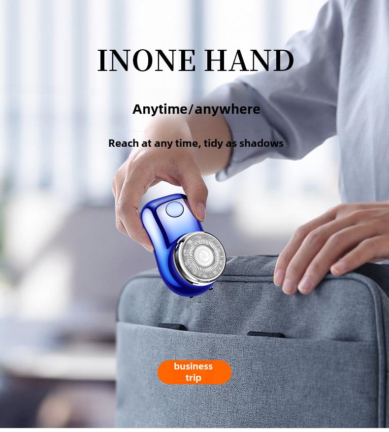 Mini Barbeador Elétrico Portátil Silencioso Atualizado - Lâmina de Anel Duplo para Homens