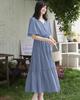 Long Short Flared High Summer [Yino] Women's Dress, Sleeves, Sleeves, V-Neck, Waist, Figure-Flattering, Stylish, Cute, Travel, Casual,