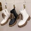 New Gothic Style Chunky Platform White Women Ankle Boots Big Size 42 Elegant Plush Walking Comfy Woman Boots D433