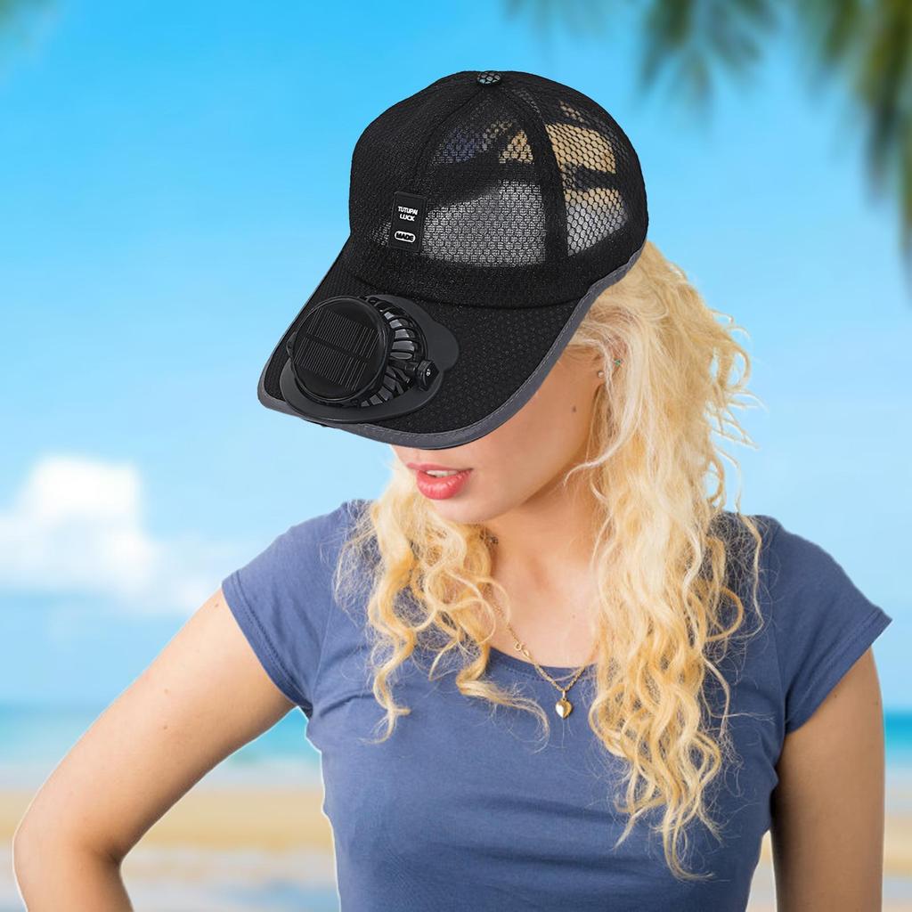 Solar Powered Fan Hat Trucker Hat Baseball Hat Solar Beach Hat with Cooling Fan UV Block Sports Hats Rechargeable for Men Women
