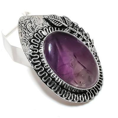 Natural Sage Amethyst Gemstone 925 Sterling Silver Jewelry Pendant 1.85" G4m09