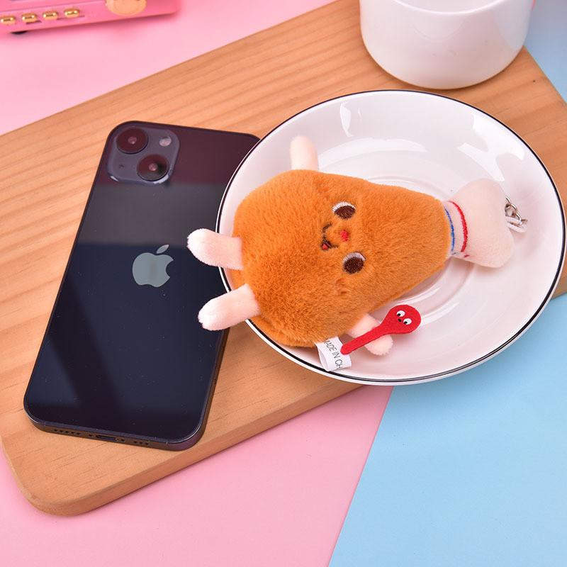 Cute Cartoon Food Plush Keychain Adorable Small Chicken Leg And Toast Pendant