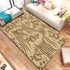 Floral Waves On Taupe Background Patterned Carpet, Non Slip Mat Suitable for Living Room and Bedroom Sofas