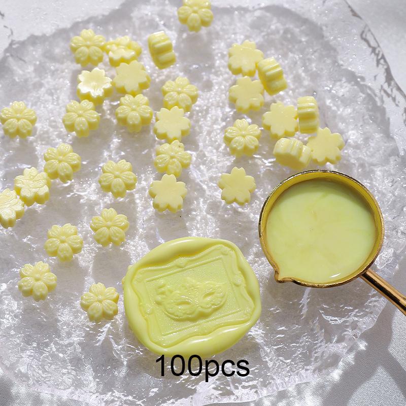 100pcs Cherry Blossom Flame Sealer Wax Grain, Flower Flame Sealer Sealer Wax Polarized Gold Sealer Wax for DIY Envelope Greeting