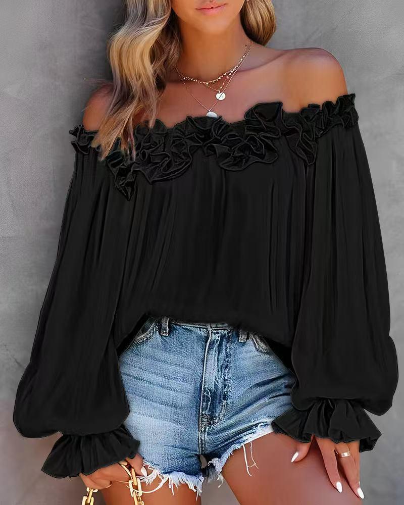 Elegant One-Shoulder Ruffled Long-Sleeve Shirt for Women