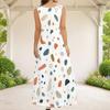 Women Plus Size Scoop Neck Sleeveless Printed A Line Maxi Dress