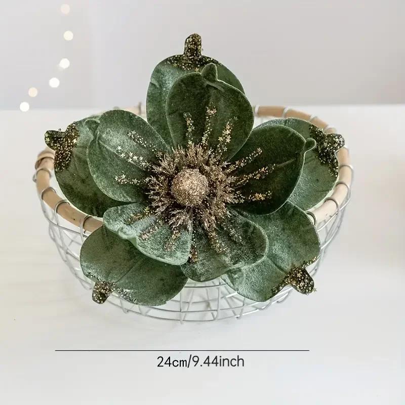 2025 Christmas High-end Flannelette Simulation Flower 28cm Golden Champagne Christmas Tree Decoration Flower Arrangement