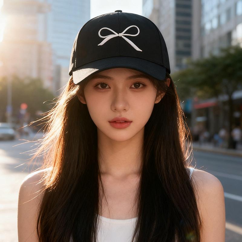 Korean Style Bow Hard Top Hat for Women Fashionable and Versatile Baseball Cap Outdoor Leisure  Face Showing Small Peaked Hat  Trendy
