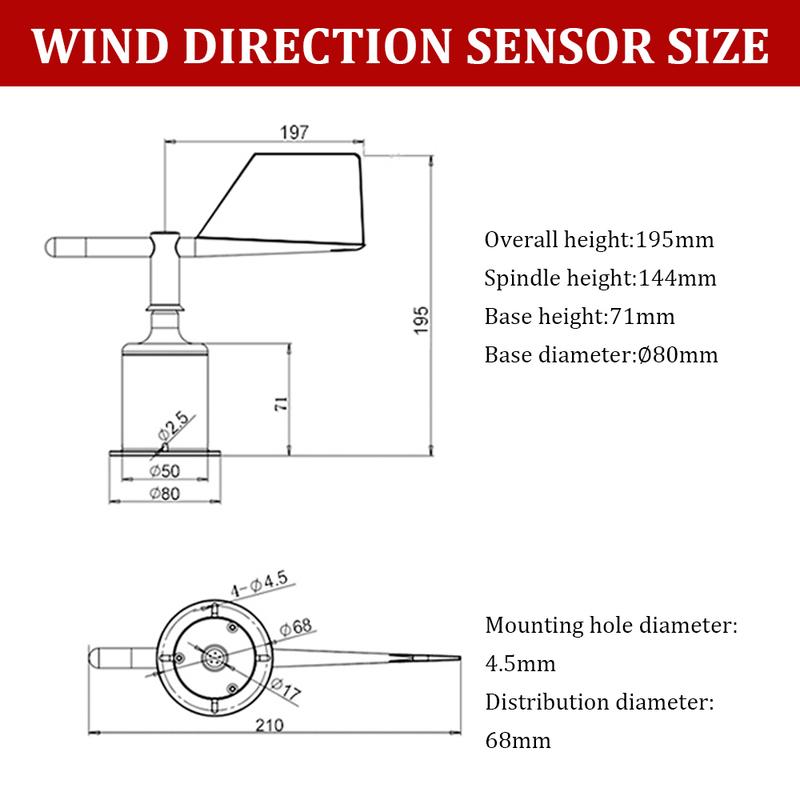 Weather Station Outdoor 3 Cup Anemometer Sensor 60m/s Output RS485 4-20MA 0-5V Polycarbon Fiber Wind Speed Wind Direction Sensor