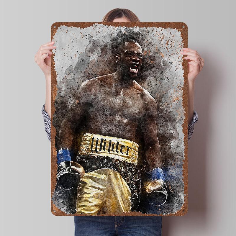 Deontay Wilder Boxer Metal Posters Custom Vintage Metal Signs Wall Art Tin Plaque for Man Cave Bedroom Decorations Home Decor