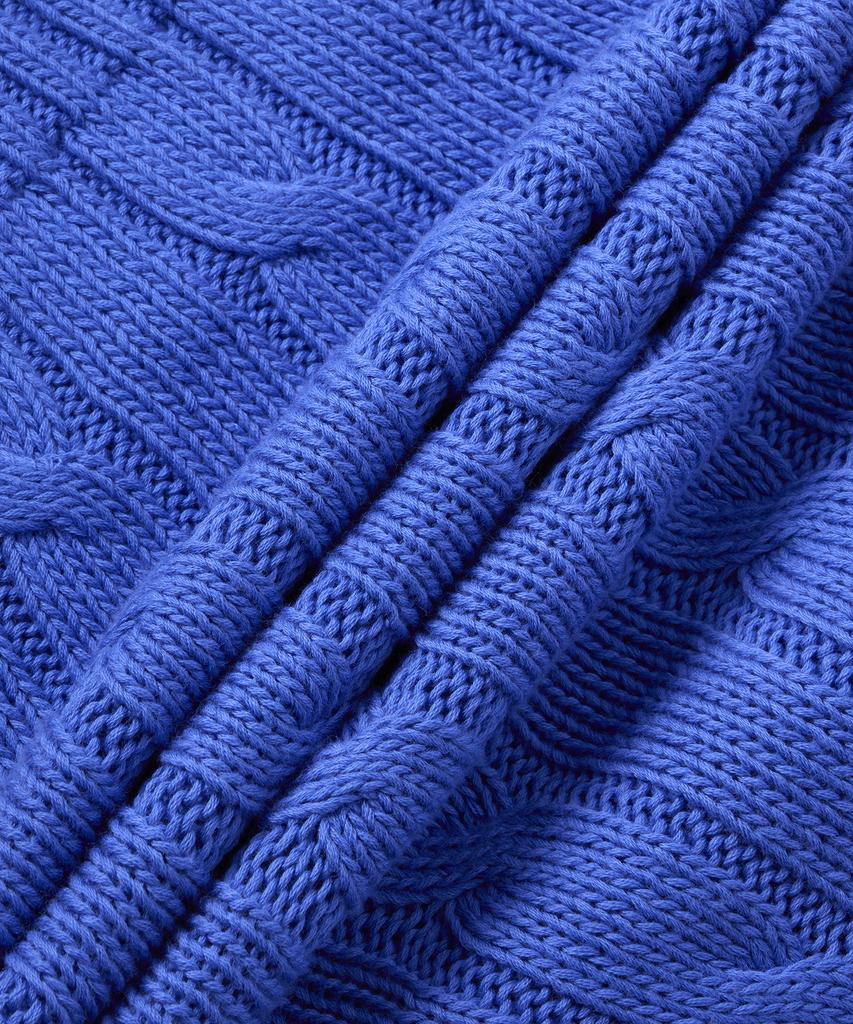 POLO RALPH LAUREN Cable Knit Cotton Short Sleeve Sweater - Blue