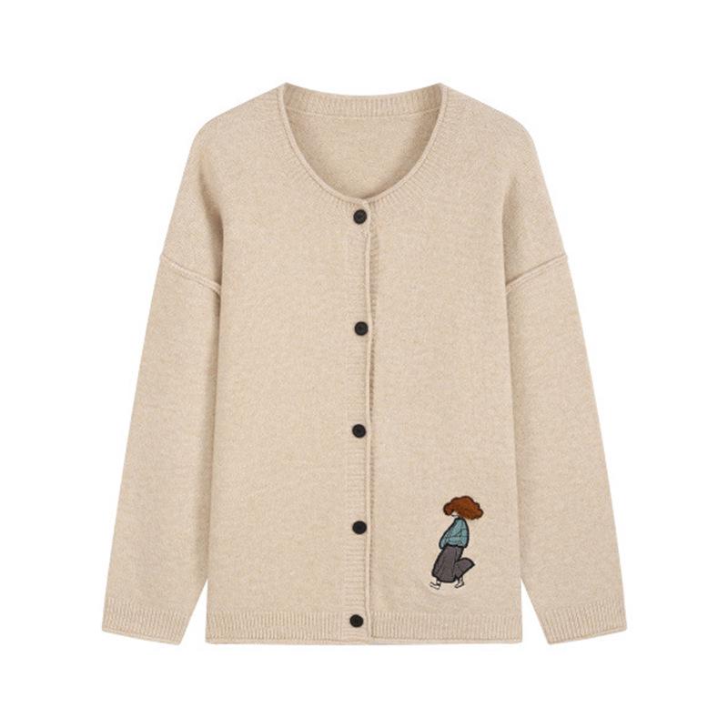 Plus Size Patchwork Cotton Knit Cardigan: Women s Autumn Embroidered Sweater 4XL