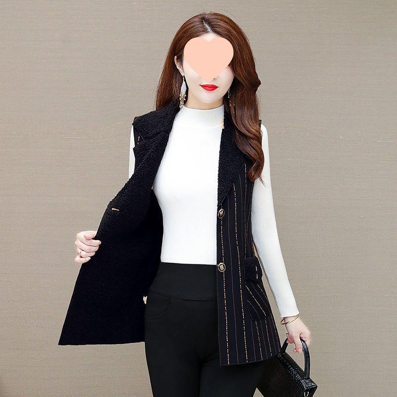 Plus Size Fleece-Lined Vest for Middle-Aged & Elderly Women - Stylish Autumn/Winter Suit Collar