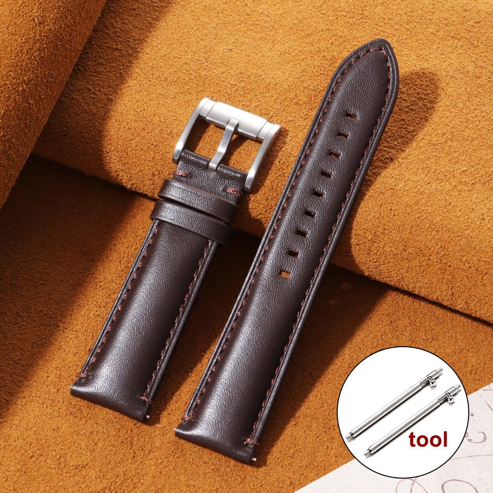 Vintage Cowhide Strap 24/22mm Quick Release Watch Band for Men Women Genuine Leather Watch Strap Brown Replacement Bracelet Belt