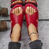 Fashion Summer New Flat Sandals for Women Cross Buckle Design Open Toe Women's Sandals Velcro Women's Shoes Vintage Style Beach Sandals