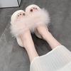 Fashion Women Platform Slippers Feather Chunky Sandals Beach Shoes 8.5CM Wedge Heels Peep Toe Slides Ladies Outside Flip-Flops Woman