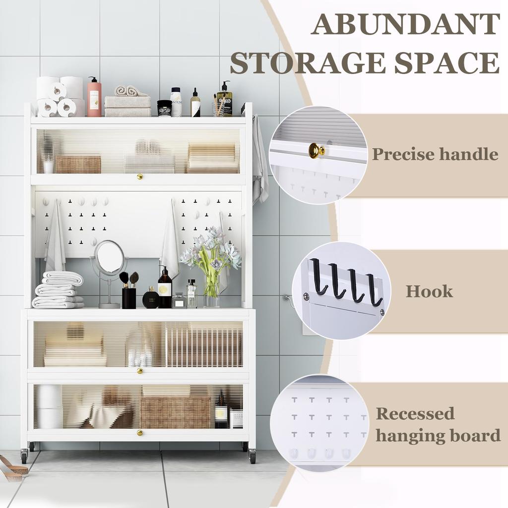 Wheeled Sideboard Kitchen Rack Rust Proof Metal Cabinet Organizer Multi-Layer Floor Storage Cabinet Microwave Oven Pot Oven Rack