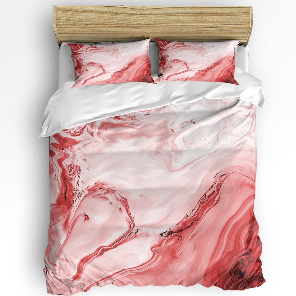 Stereo Abstract Line Gradient Red 3pcs Bedding Set For Double Bed Home Textile Duvet Cover Quilt Cover Pillowcase