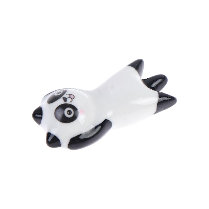 Mini Panda Ceramic Chopstick Rest Cute Cartoon Tableware Spoon Holder Pen Rack For Home Restaurant Kitchen Dining Table Decor