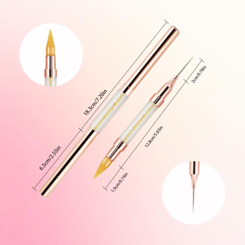 Double-Ended Rhinestone Picker Wax Pencil with Bright Silver Metal Rod and Copper Tube for Nail Art