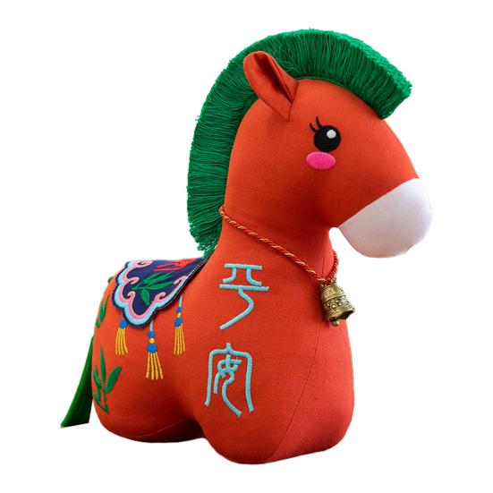 Pferd Puppe Plüschtier Dreidimensionale Form Volle Füllung Weiche Textur Kurzer Plüsch PP Baumwolle Puppe Jahr des Pferdes Geschenk
