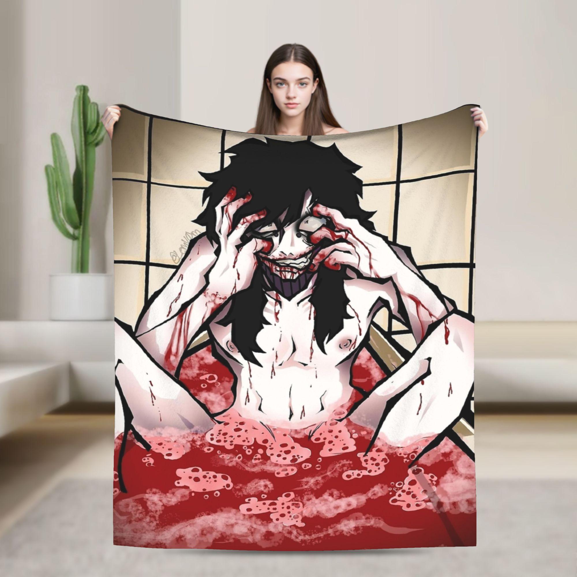 

creepypasta 2 Jeff the Killer Blankets Quality Soft Throw Blanket Autumn Picnic Couch Chair Aesthetic Bedspread 30x40in