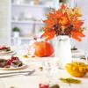 BEIJIALY 6Pcs Fall Floral Picks, Thanksgiving Table Flower Decor Fall Maple Leaves Branches with Pumpkins Berries Decor Fall Silk Leaves Branches for