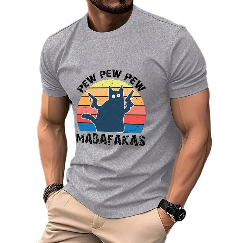 Men's 100% Cotton Summer Loose Fit Large Los Angeles Graphic Printed Slim Fit Casual Sports Round Neck Short Sleeved T-shirt Top