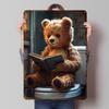 Teddybär liest auf der Toilette Metallposter Benutzerdefinierte Wandkunst Retro Vintage Blechschilder für Man Cave Bar Zubehör Haus Zimmer