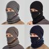 Knitted Hat Men Winter Warmth Windproof Cap Scarf Threepiece Set For Commuting