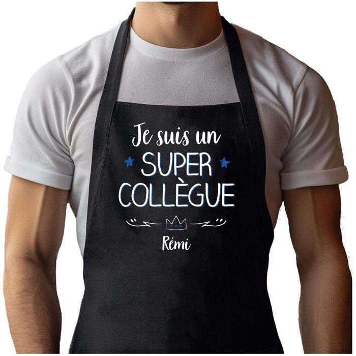 Tablier de cuisine - Rémi Super Collègue Homme - Noir - Coton résistant - Impression bretonne