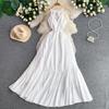 Women's Summer Vacation-Style Lace-Panel V-Neck Spaghetti-Strap Cotton White Dress Bohemian Sexy Backless High-Waisted A-Line Maxi Dress