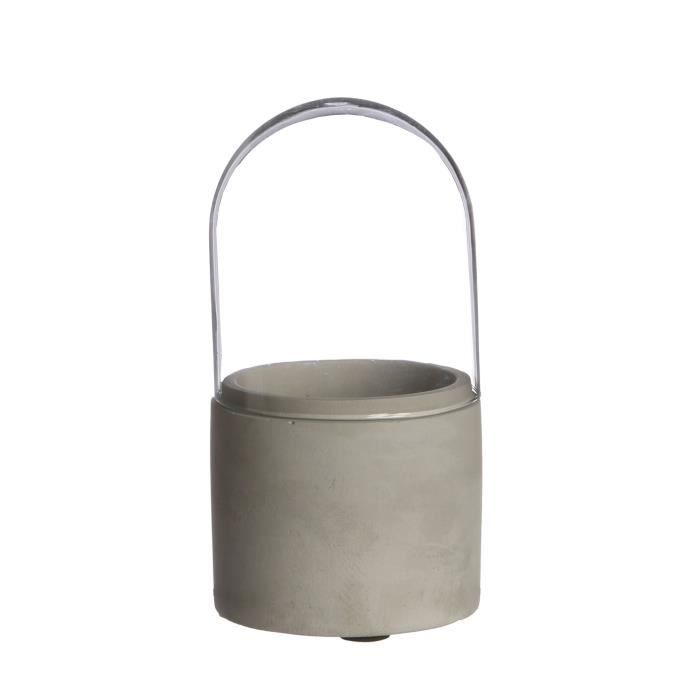 Cloche en verre - Ø8 H16CM - Socle en béton - Blanc - Design contemporain