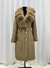 Autumn and Winter New Oversized Real Fox Fur Collar Down Jacket Women's Long Waist Strap-up Thin Thickened Warm Jacket
