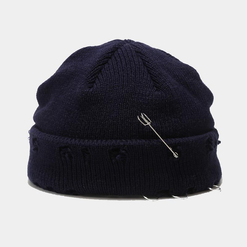 Trendy Unisex Wool Hat: European & American Iron Ring Pinhole Design for Street Hip-Hop