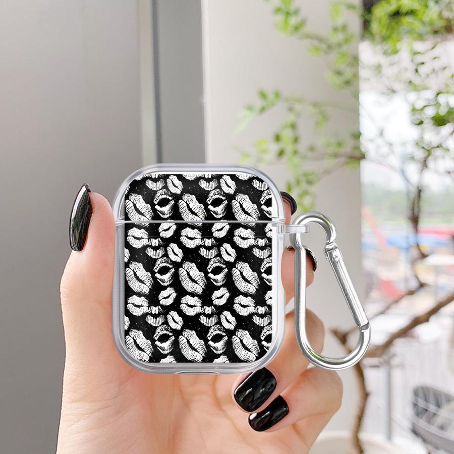 Case For Airpods Pro2 4 Pro 2 1 Pro3 3 Clear Earphone Cases Cover Red Black Lip Art