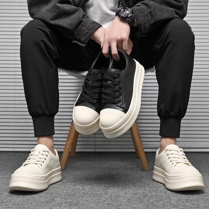 American big head black and white contrasting color first layer cowhide derby shoes cleanfit muffin board shoes platform RO high street tide shoes