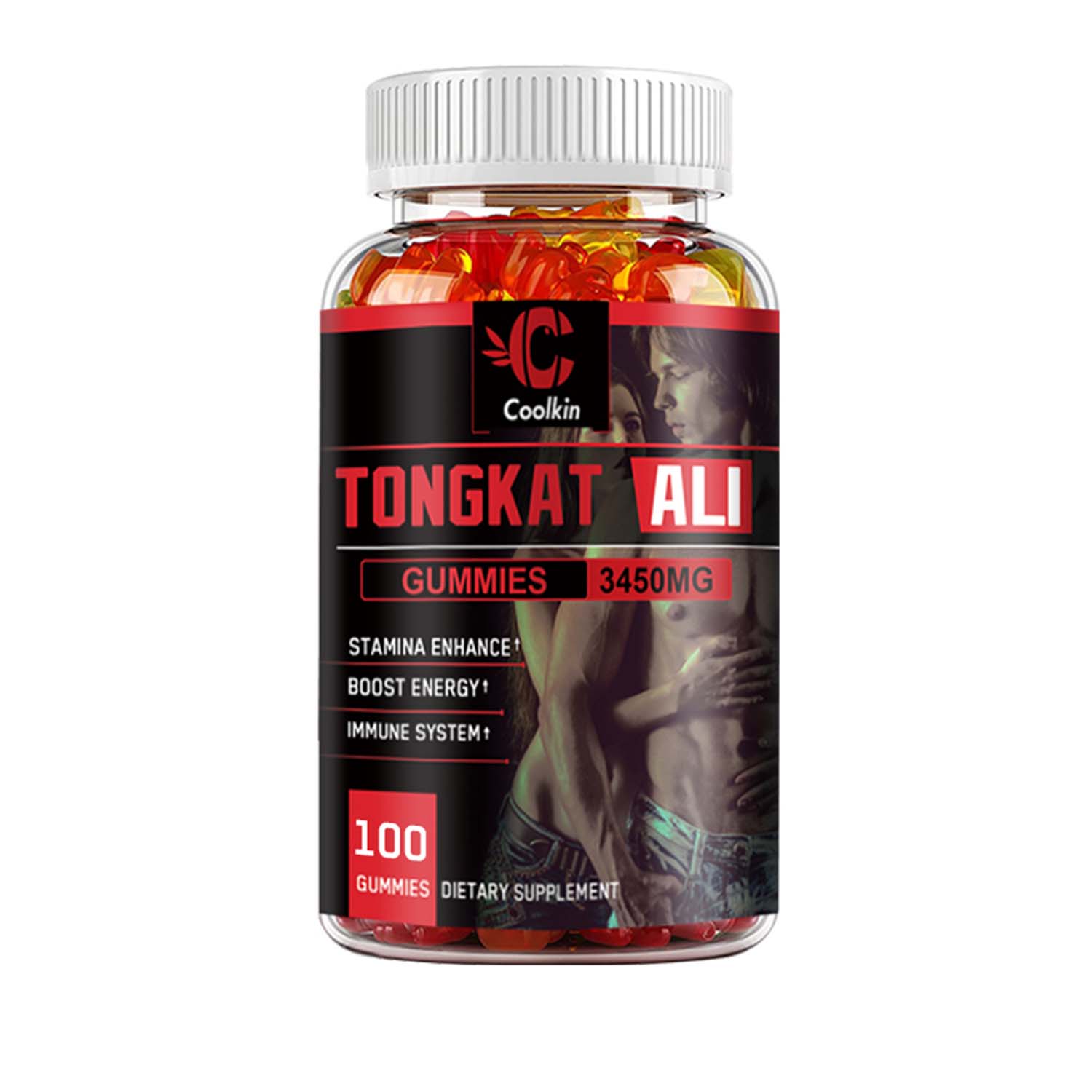 Coolkin Tongkat Ali Extrakt Gummibärchen, 3450mg, steigern die Energie und unterstützen die Immunabwehr. 120