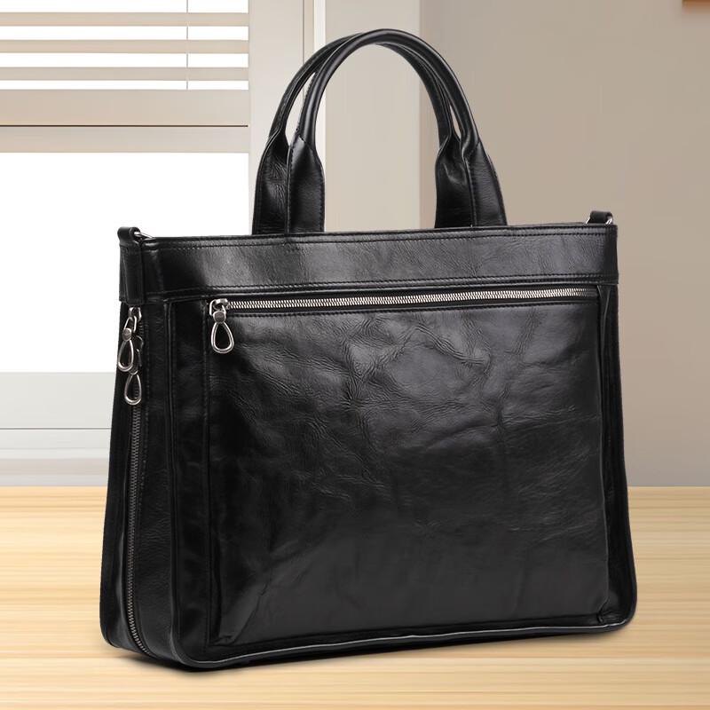 SCHWARZETIENNE Men's Genuine Leather Business Briefcase