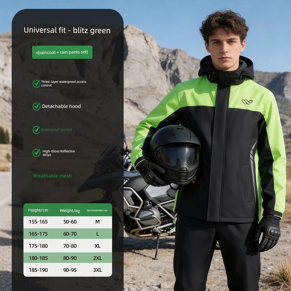 Motorcycle Riding Raincoat Suit for Delivery Riders, Men's Full-Body Anti-Storm Split-Type Riding Gear