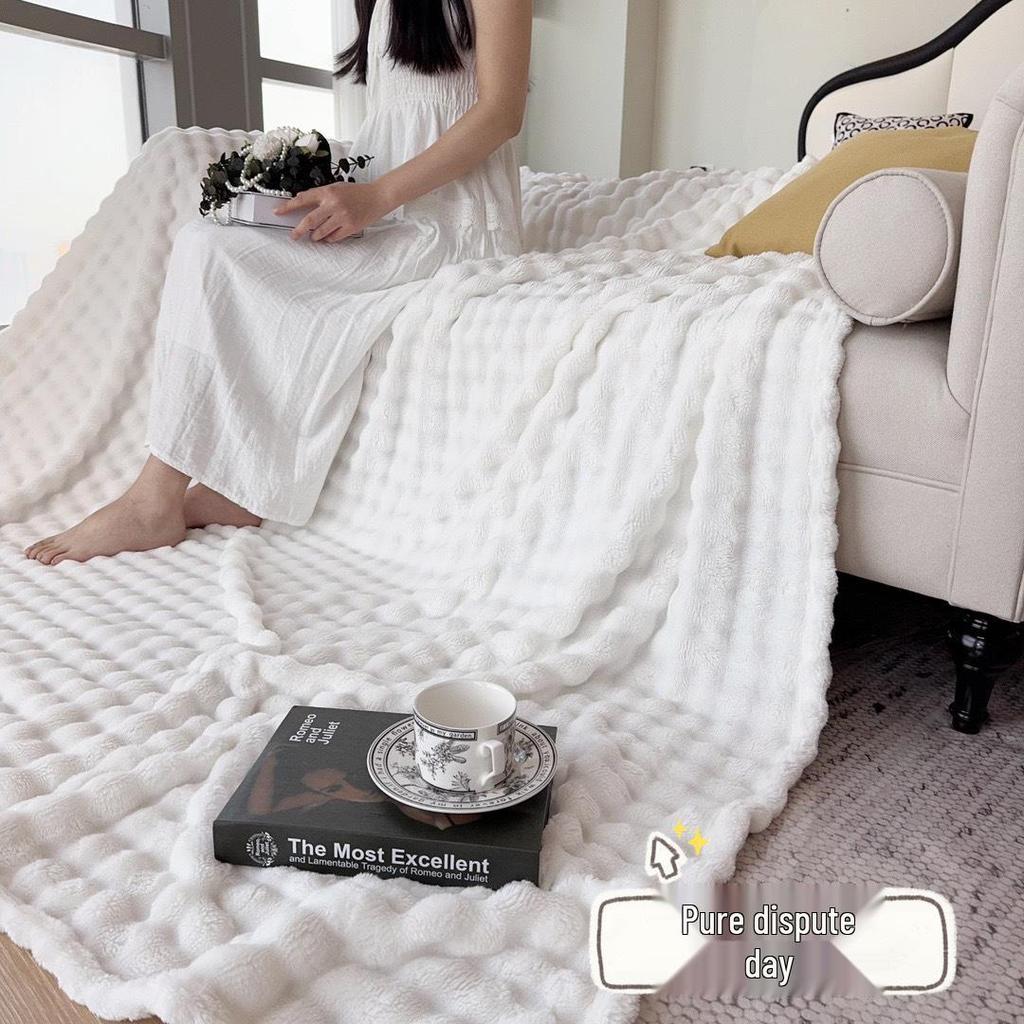 Útulná flanelová deka na zdřímnutí - Silný bublinkový korálový fleece na zimu