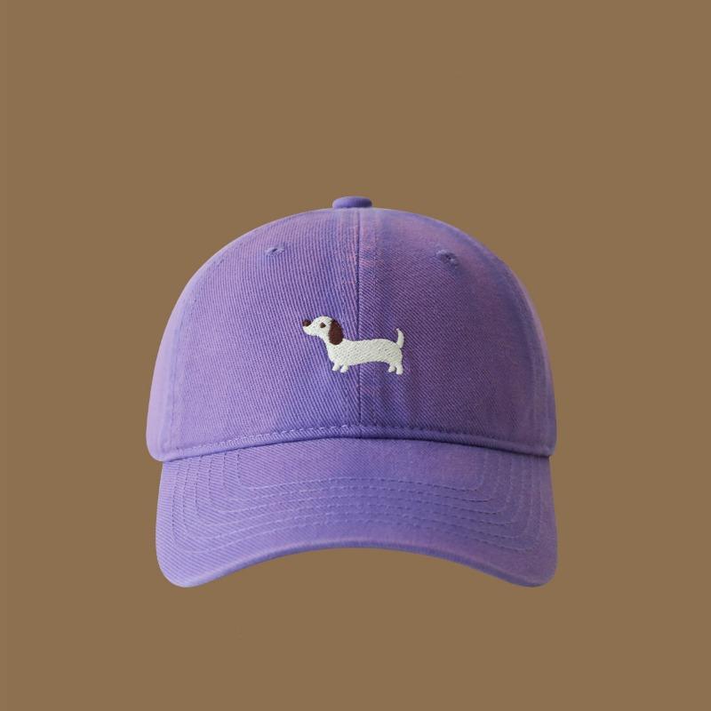 

Вышитая бейсболка с таксой для мужчин и женщин, универсальная, с широкими полями, подчеркивающая лицо, маленькая кепка с козырьком Adjustable фиолетовый