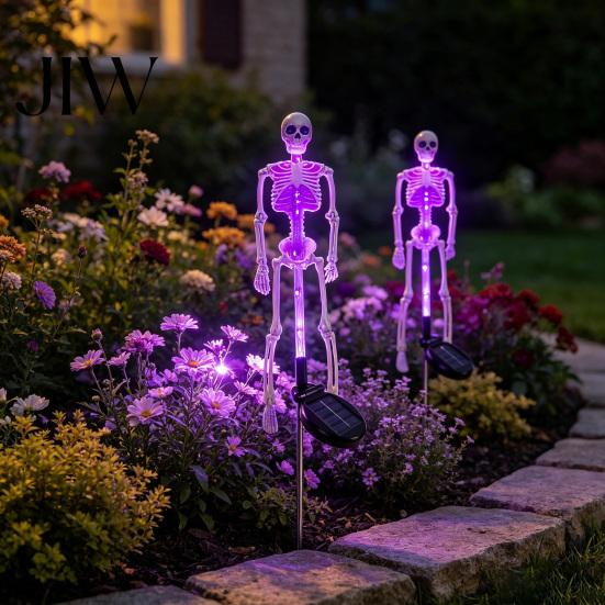 Halloween Party Decoration 3D Skeleton Solar Garden Lamp, Spooky Human Pathway Glowing Lawn Ornaments for Parties Lights, Waterproof Resin Outdoor