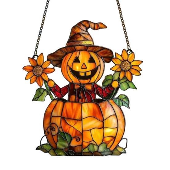 Halloween Hengende Anheng Håndmalt Glassmaleri Vinduspynt med Snor Lett å Henge Solfanger Innendørs Vindusdekorasjon