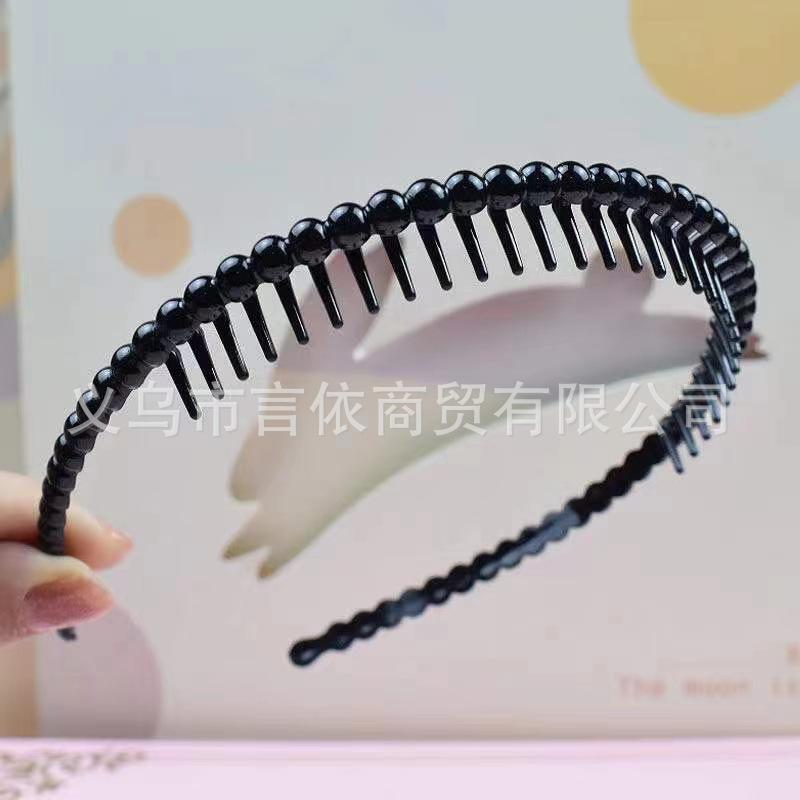 Simple Black Plastic Headband for Women, Versatile, Suitable for Washing Face, with Teeth To Press Hair, Non-slip Headband/hair Clip