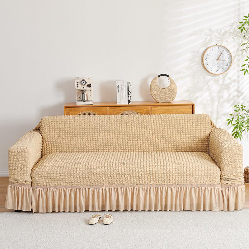 Four Seasons Wind Bubble Gauze Sofa Skirt, Thick & Fully Wrapped, High-End Elastic Cover for Lazy Person