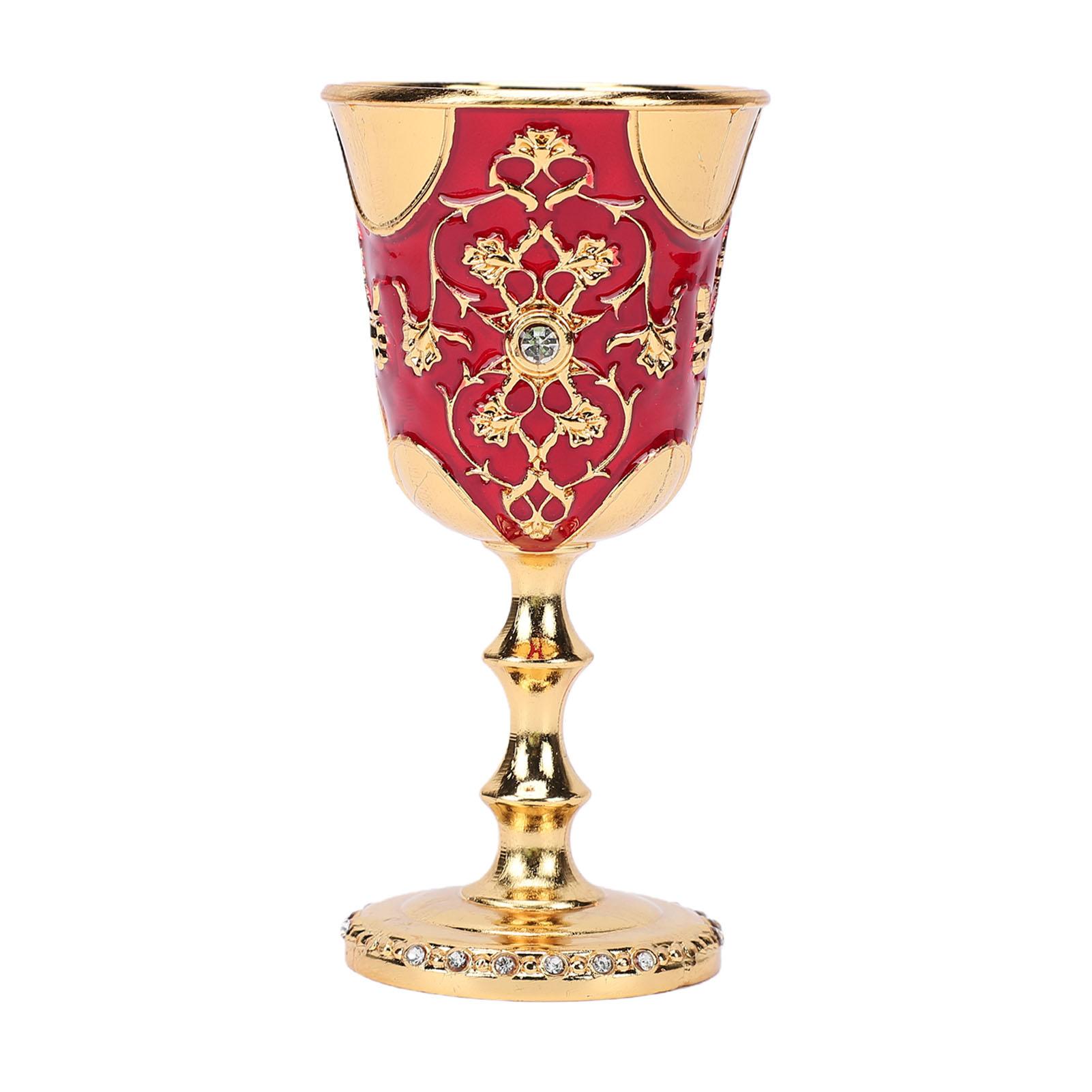 Vintage Kelk Middeleeuwse Kelk, Delicaat Retro Decoratieve Wijnbeker voor Huisbar Feest Bruiloft Renaissance (Rood)