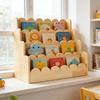 Natürlicher Holz Kinderbuchständer mit 4 Fächern, ideal für Schlafzimmer, Klassenzimmer und Spielbereiche
