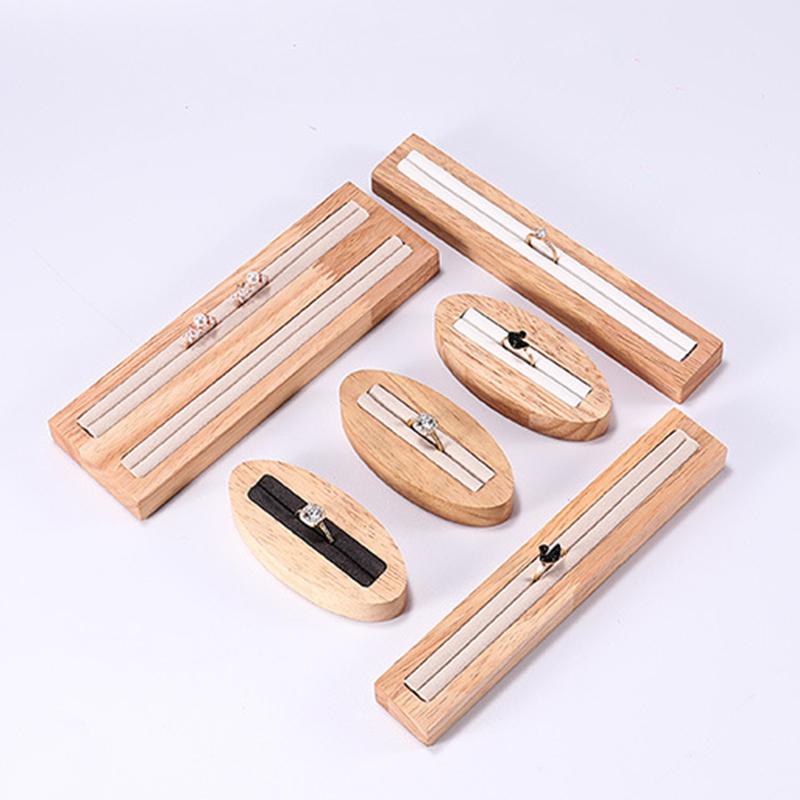 Solid Wood Ring Earrings Display Rack Wooden Tray Jewelry Display Plate Jewelry Storage Counter Jewelry Decoration Display Props